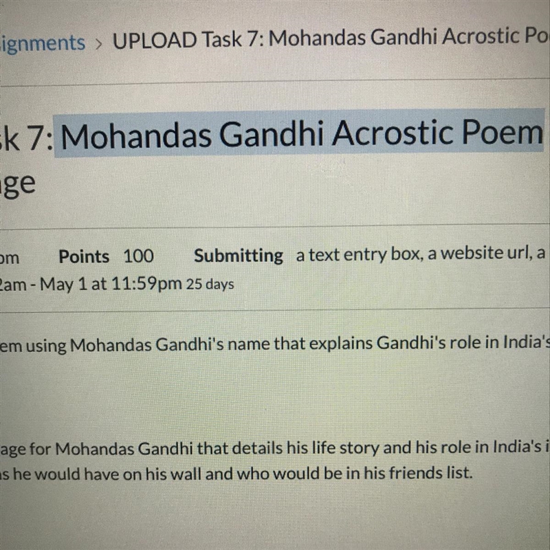 Help me make an acrostic poem for Mohandas Gandhi !-example-1