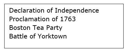 Which box lists events of the Revolutionary Era in chronological order?-example-1