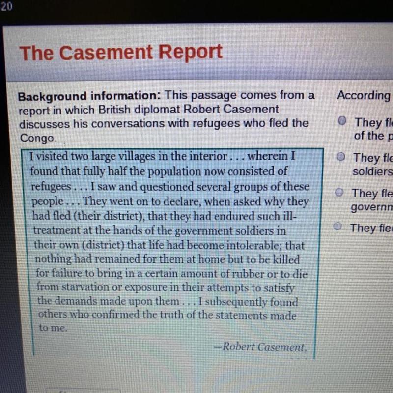 According to this quote, why did people flee the Congo? They fled to help the government-example-1