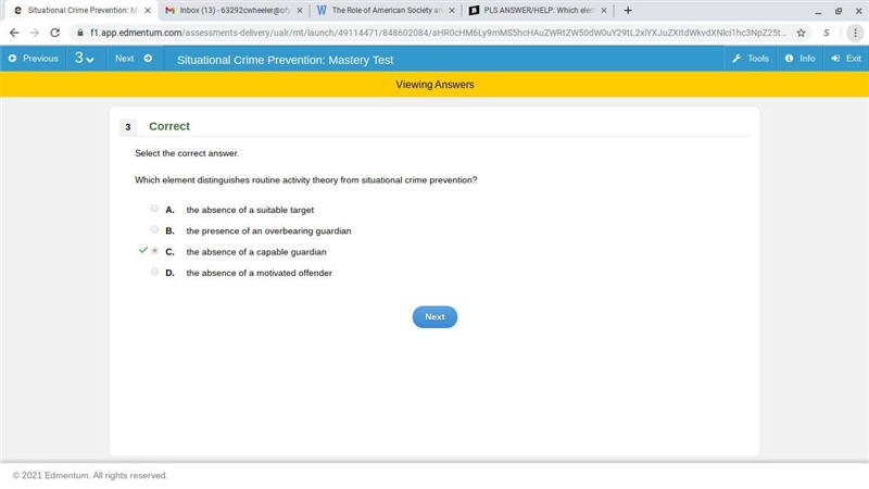 PLS ANSWER/HELP: Which element distinguishes routine activity theory from situational-example-1