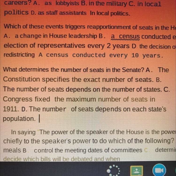 What determines the number of seats in the senate? A B C or D?-example-1