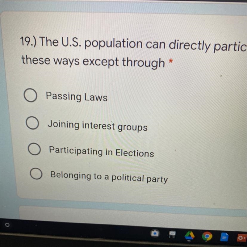 The U.S. population can directly participate in government in all of these ways except-example-1