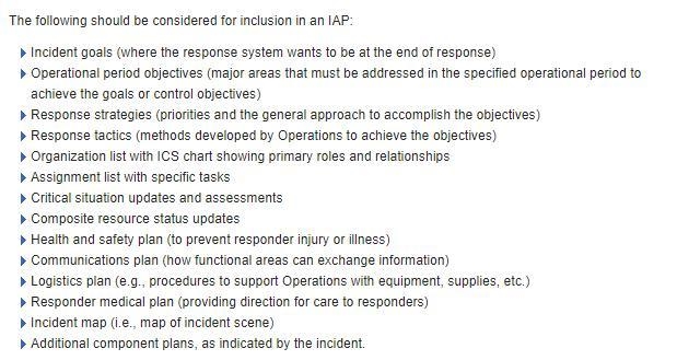 What are the four items you identified that would be included in an Incident Action-example-1