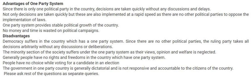 4 merits of a one party system??? And demerits-example-1