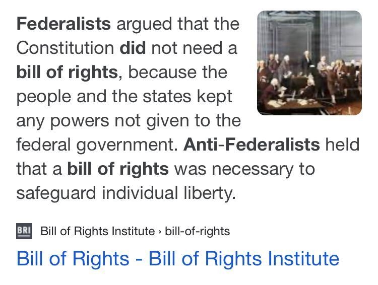 Which of the following did the Anti-Federalists advocate to include in the US Constitution-example-1