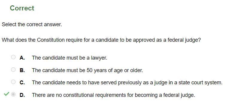 What does the Constitution require for a candidate to be approved as a federal judge-example-1