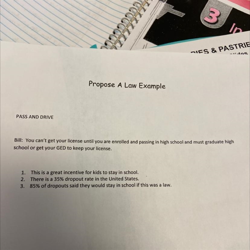 I need to make a bill that I want to be passed as a law for my Government class. My-example-1