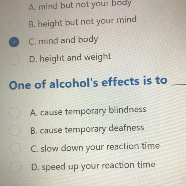 . One of alcohol's effects is to-example-1