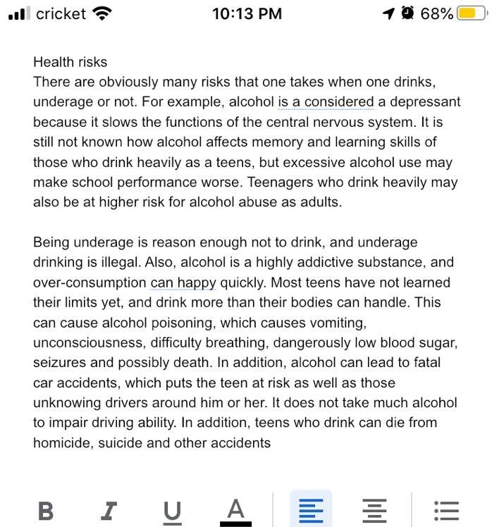 Why is under age drinking so bad please write some Paragraphs take as long as you-example-1