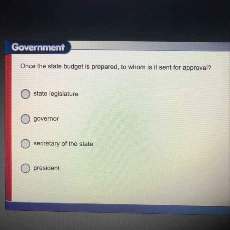 Once the state budget is prepared, to whom is it sent for approval?-example-1