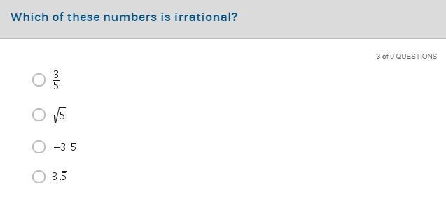 Which of these numbers are irrational?-example-1