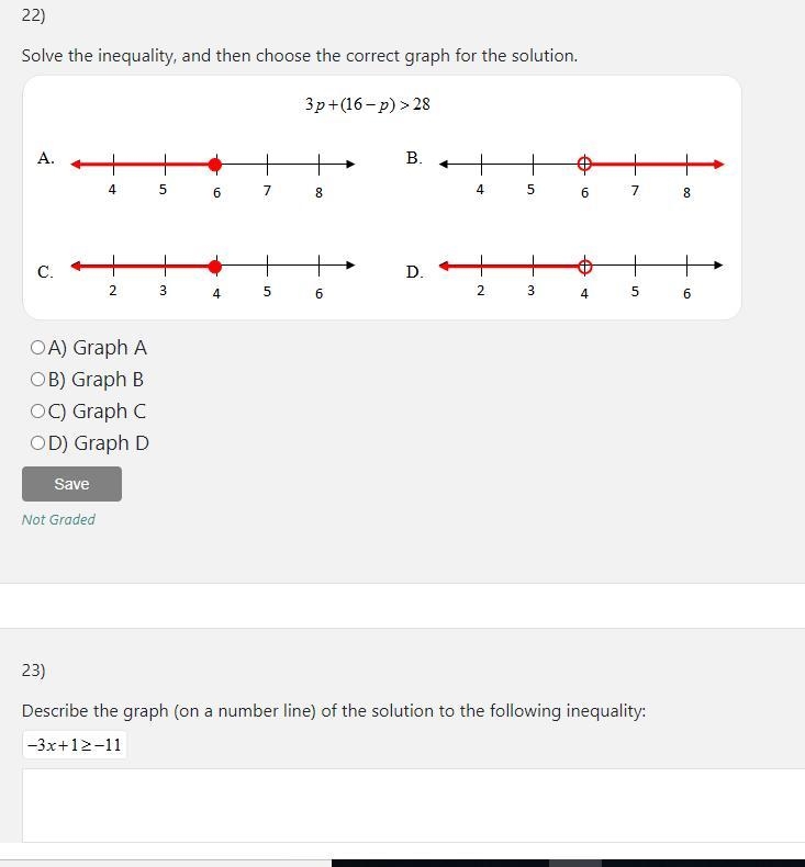 1. Solve the inequality, and then choose the correct graph for the solution? 2. Describe-example-1