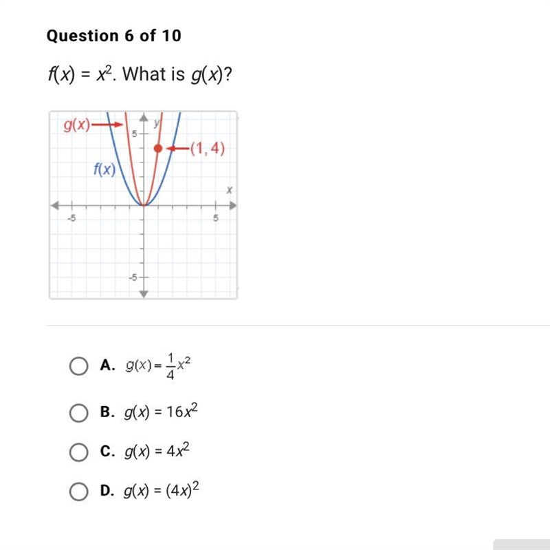 HELP!!!! f(x) = x^2. What is g(x)?-example-1