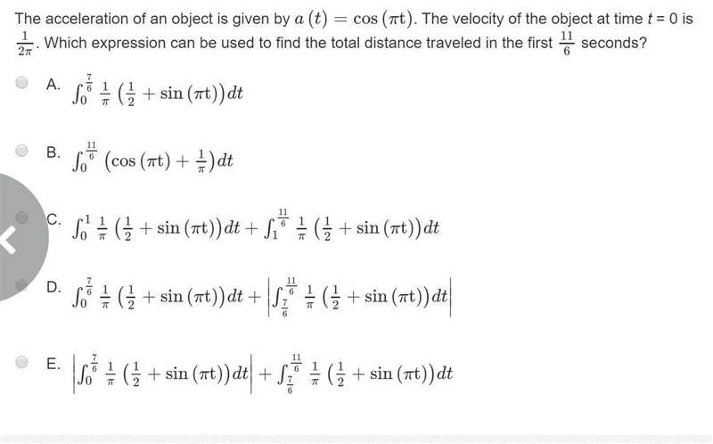 The acceleration of an object is given by a(t)=cos(πt). The velocity of the object-example-1