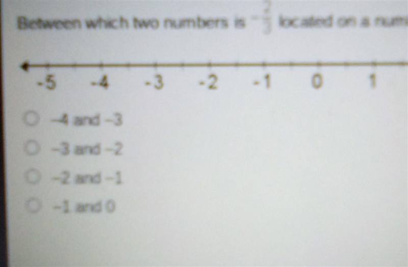 Between which two numbers is -2/3 located on a number line?​-example-1