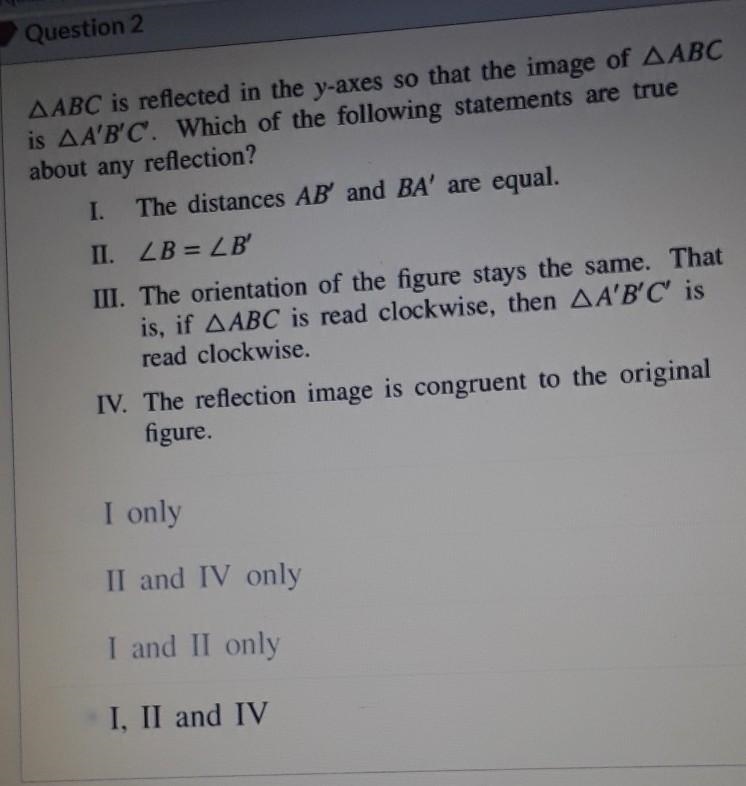 triangle ABC reflected in the y axes so that the image of triangle ABC is triangle-example-1