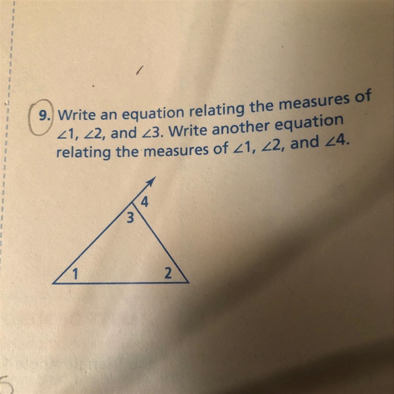 9. Write an equation relating the measures of 21, 22, and 23. Write another equation-example-1