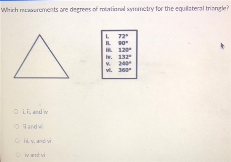 Which measurements are degrees of rotational symmetry for the equilateral triangle-example-1