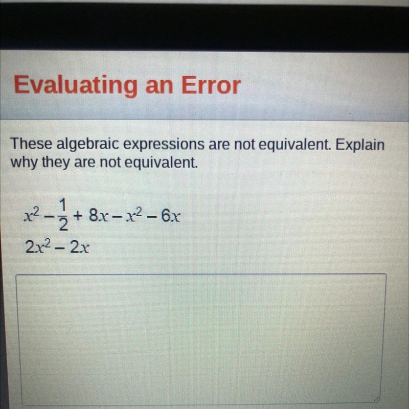 These algebraic expressions are not equivalent. Explain why they are not equivalent-example-1