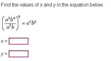 Find the values of x and y in the equation below.-example-1