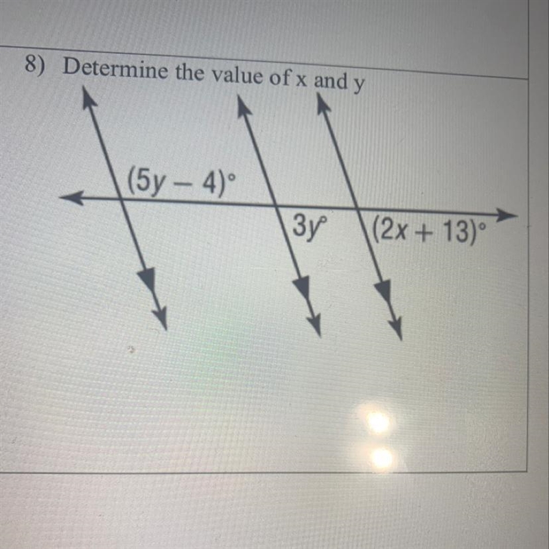 Determine the value of x and y-example-1