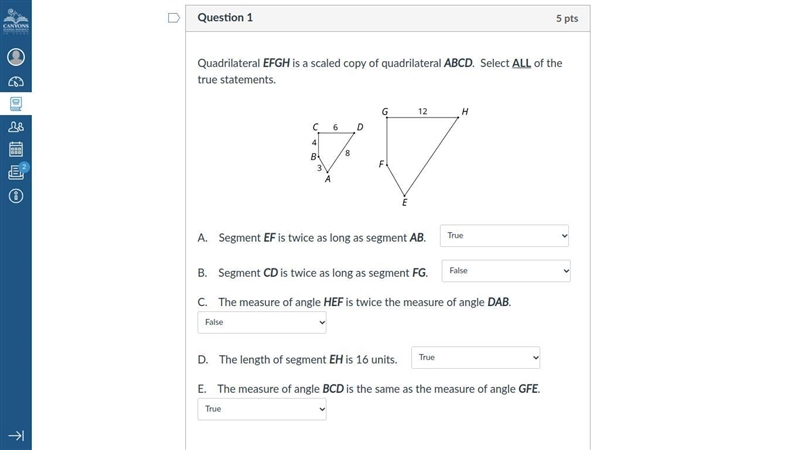 ASAP!!! I WANT MORE THAN 1 PERSON TO ANSWER THIS!!! Quadrilateral EFGH is a scaled-example-1