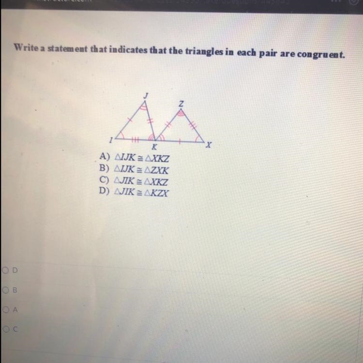 Which triangle pair is congruent.-example-1