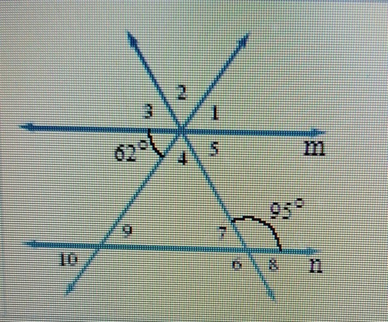 In this exercise, lines m and n are parallel. Find the measure of each numbered angle-example-1