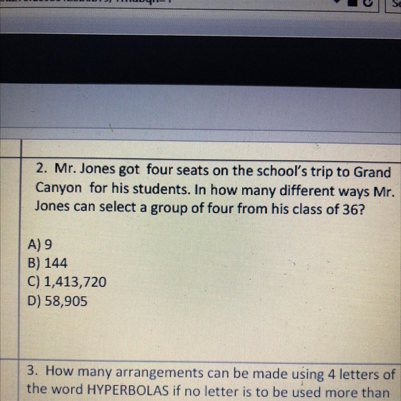 Mr. Jones got four seats on the school's trip to Grand Canyon for his students. In-example-1