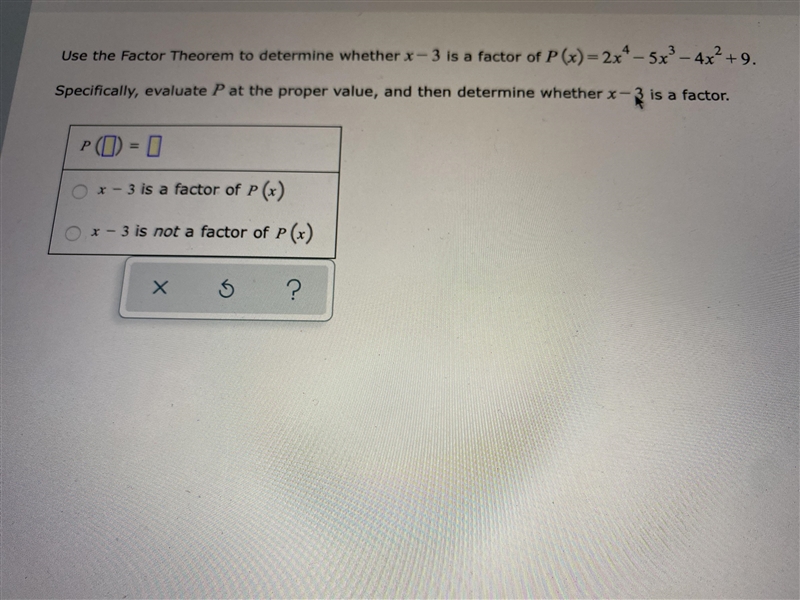 FACTOR. THEOREM is x-3 a factor?!-example-1