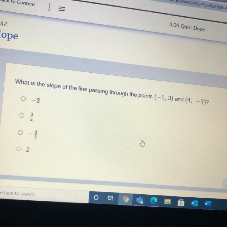 HELP ASAP EASY MATH ***25 Points What is the slope of the line passing through the-example-1