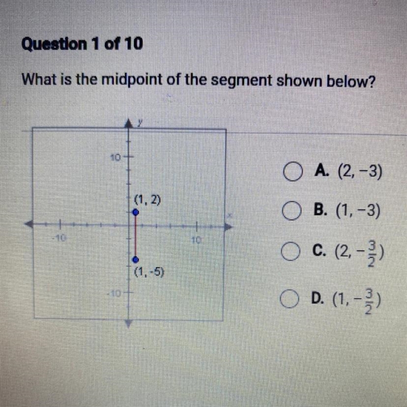 What is the midpoint of the segment shown below ?-example-1