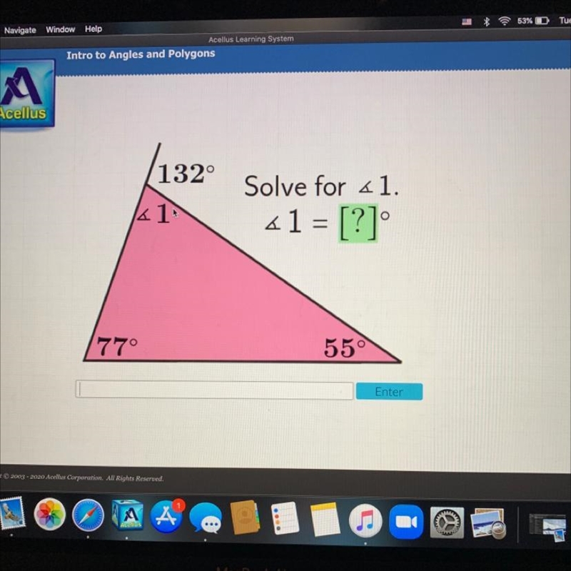 Please help, Solve for 1. 132 77 55 1-example-1