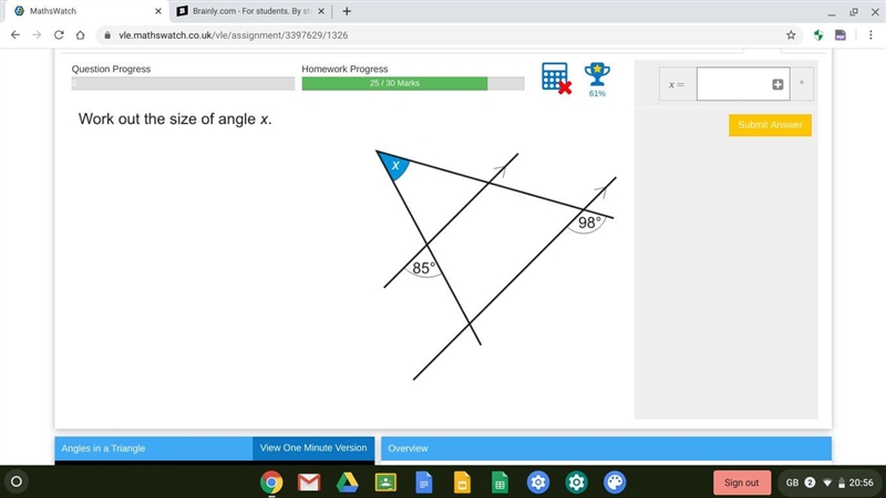 Work out the size of x-example-1