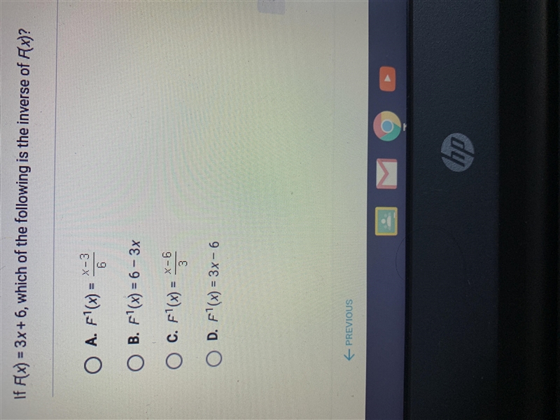 What is the inverse of f(x)=3x+6 ?-example-1