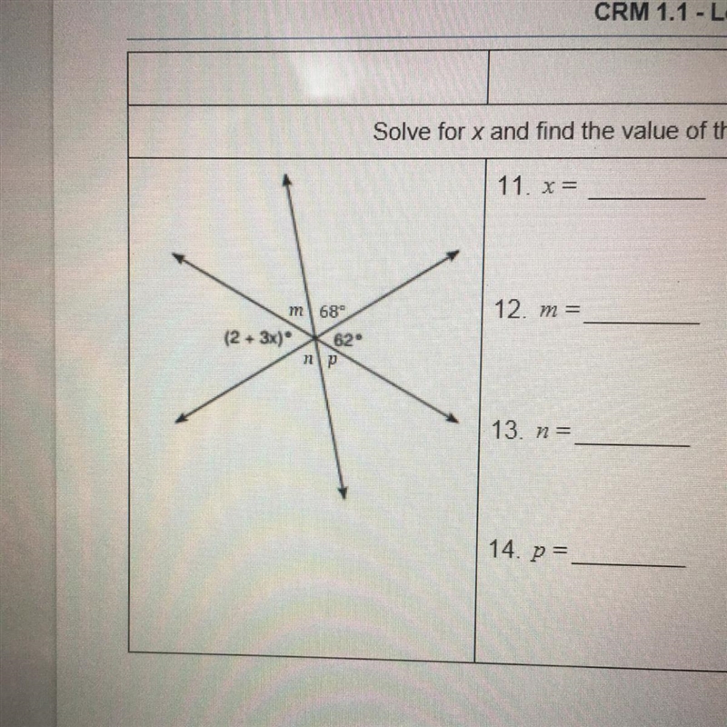 Solve for x and find the value of the unknown angle measures.-example-1