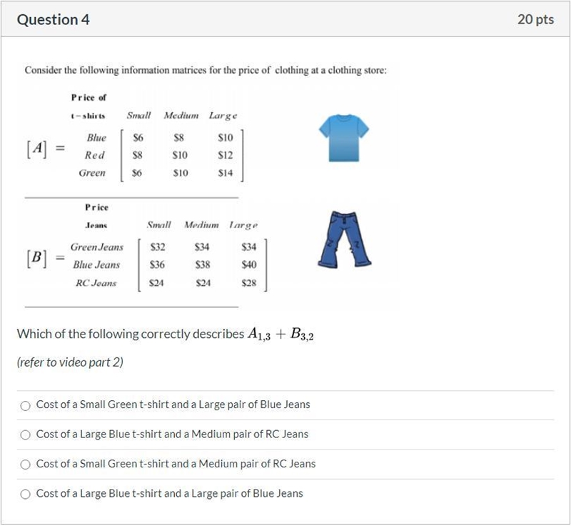 Please help! Correct answer only, please! Consider the following information matrices-example-1