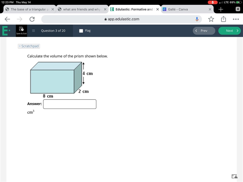 What is the volume of the prism below?-example-1