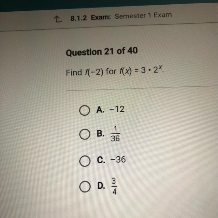 Find f(-2) for f(x) = 3 • 2x-example-1