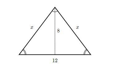 Find the value of the x in the isoscelies triangle shown below.-example-1