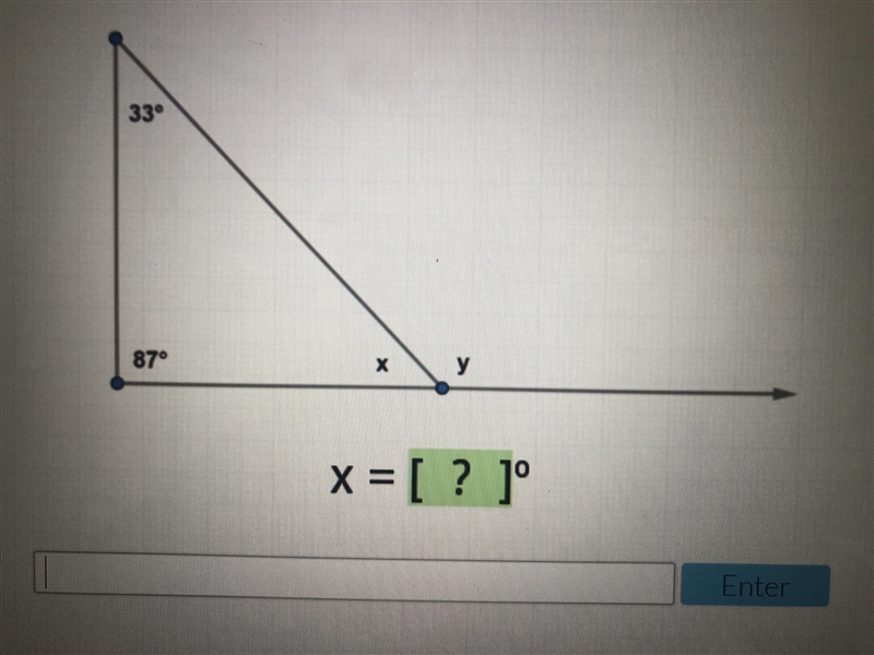 What is x? The degree of the angle of x-example-1