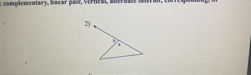 Name the relationship: complementary, linear pair, vertical, alternate interior, corresponding-example-1