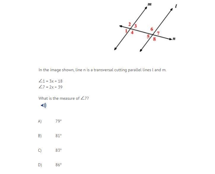 In the image shown, line n is a transversal cutting parallel lines l and m.-example-1