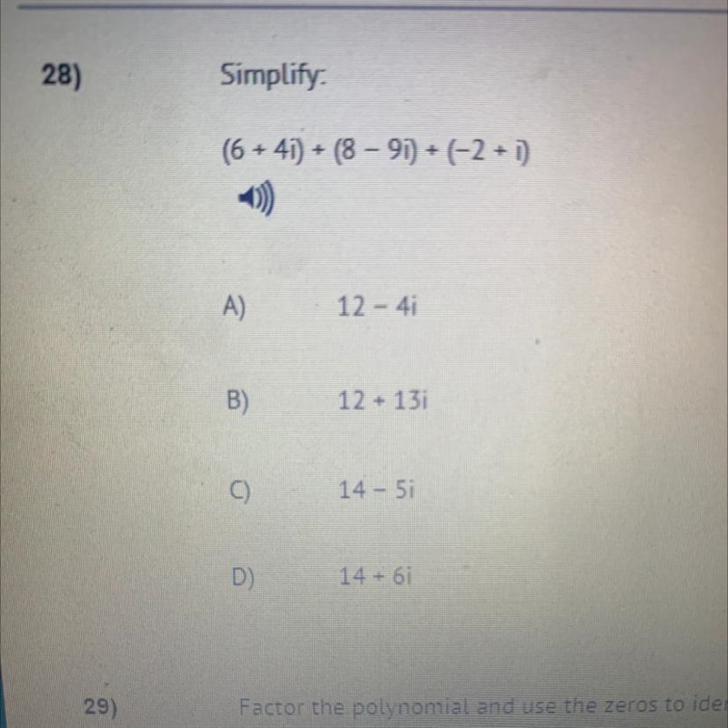 Simplify (6 + 4i) + (8 - 91) + (-2 + i)-example-1