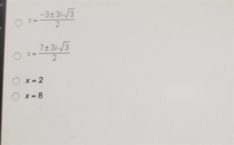 What is the solution of the equation (x - 5)2 +3(x-5)+9 = 0? Use u substitution and-example-1