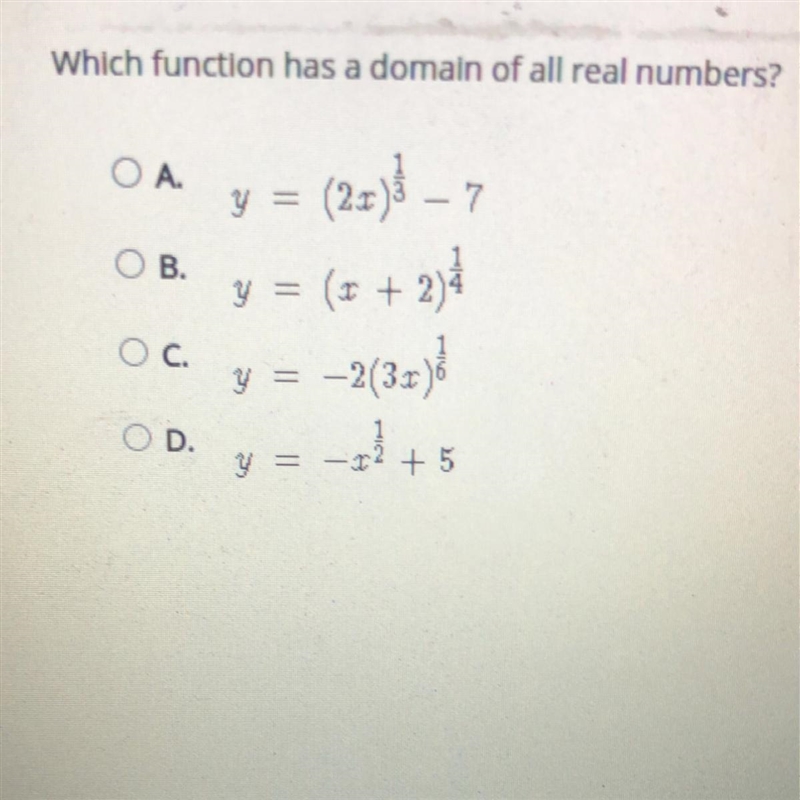 Which function has a domain of all real numbers-example-1