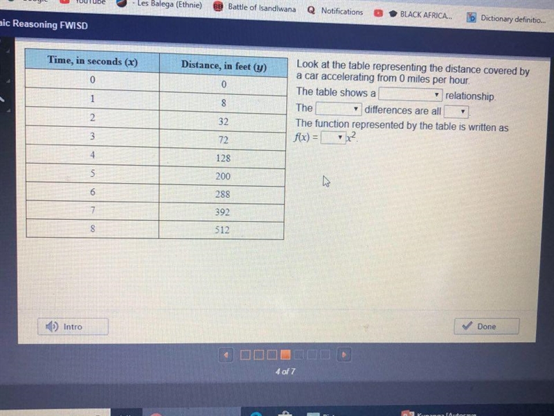 Look at the table representing the distance covered by a car accelerating from 0 miles-example-1