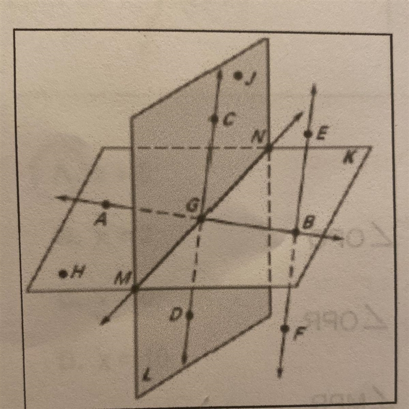 Based on the image, which list of 3 points are collinear?-example-1