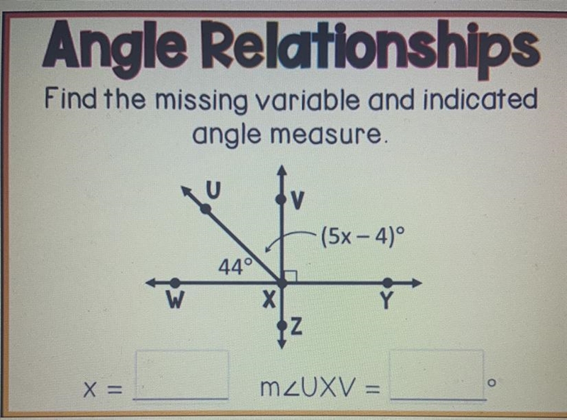 Find the missing variable and indicated angle measure. pls help lol-example-1