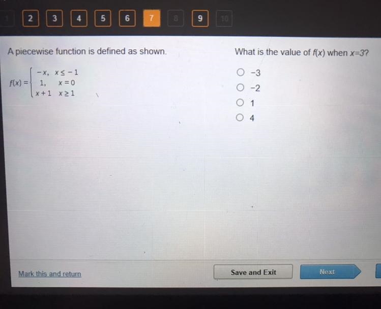 What is the value of f(x) when x=3? 0-3 -2 ооо 4-example-1